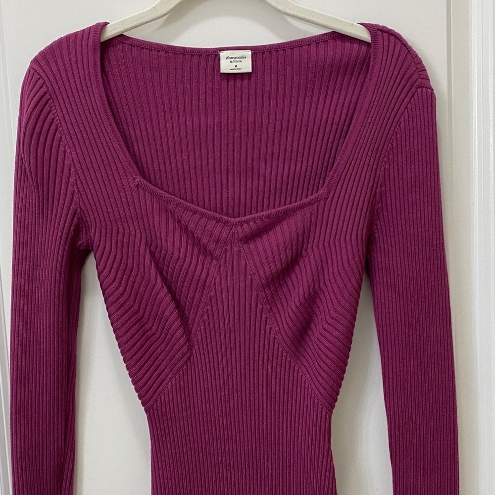Abercrombie & Fitch Magenta Ribbed Bodysuit
